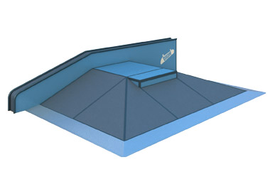 Pyramid with ledge and curb